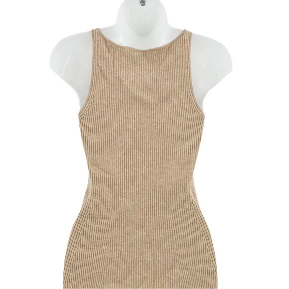 J.Crew Ribbed Scoopneck Knit Mini Dress Light Tan Fit & Flare Short Sexy Soft XS - Picture 6 of 11